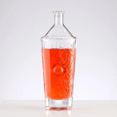 Wholesale Customize Twist Pattern Design Liquor Spirit Wine Brandy Bourbon Tequila Glass Bottle