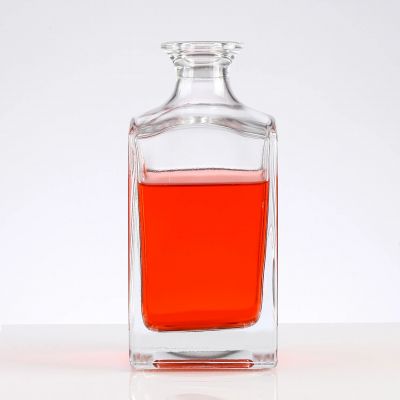 Liquor Storage bottle 250ml 50mm/375ml/500ml/700ml/750ml /1L Liquor/Spirits clear square stackable wine glass bottles wholesale