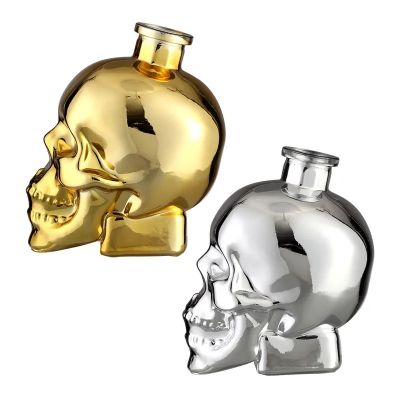 Spirits Bottle Transparent Wine Creative Gold silvery Skull Glass Whisky Vodka Wine Bottle