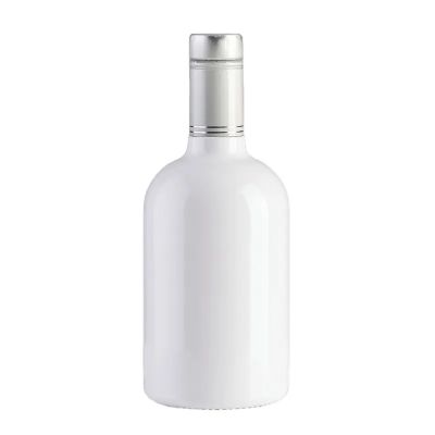 Vodka bottle stocked empty round 375ml 500ml 750ml liquor bottles with golden silver cork lids for vodka bottles 750ml packing