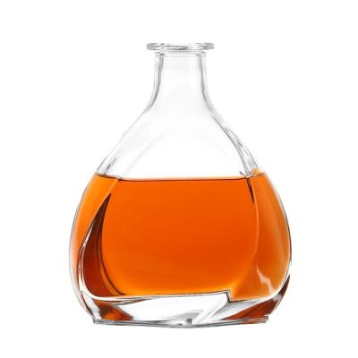 China Factory Custom-acceptance Clear Empty Round ECO Friendly premium quality Glass Bottle for Vodka Brandy Bottle