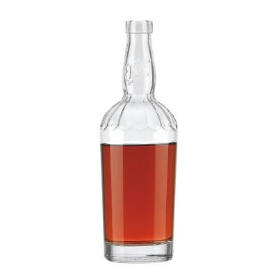 China Wholesale Transparent Round Shape Flint High Glass Clear Glass Alcoholic Bottle with Cork Stopper