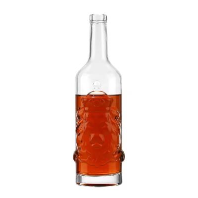 China Factory Wholesale Hot Sell Transparent Super Flint Glass Bottle Liquor Vodka Logo Customized Design for Spirit
