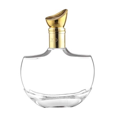 China Factory Direct Sale Unique Design Liquor Glass Bottle 750ml Luxury Clear Glass Bottle with Stopper Cork