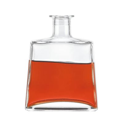 500ml transparent empty wine bottle vodka whiskey brandy glass bottle with Square Glass Bottle 700ml