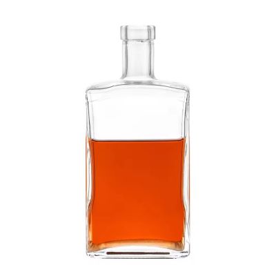Wholesale Custom logo Gin Square Bottle 750ml Glass Spirit Liquor Vodka Whisky Glass Wine glass bottles