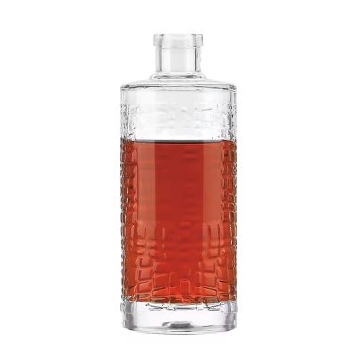 Engraving Glass Flask 700ml whiskey bottle good quality whiskey top Super flint glass bottle for whiskey Vodka Rum