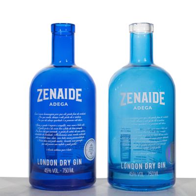 Whisky Vodka Rum 700ml Liquor Round Glass Bottle Screen Printing Beverage Blue Bottle Clear Empty 500ml 700ml 750ml Bottle