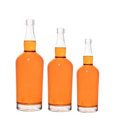Round Embossed Logo Extra Flint Whiskey Brandy Whisky Rum Spirits 700ml 750ml Glass Bottle