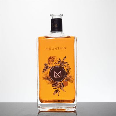 Customized logo decal printing 750ml wholesale super flint clear transparent vodka rum tequila bottle