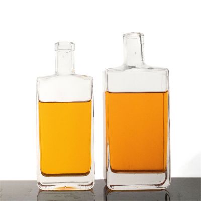 Wide opening mouth 1 liter 1000 ml square glass bottle gin square bottle for whiskey vodka