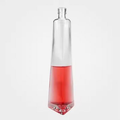 Wholesale unique square transparent 750ml glass bottle for whisky vodka and rum