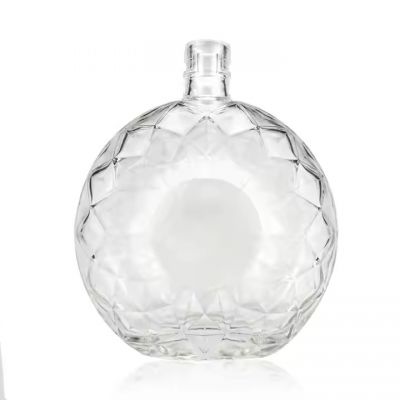 750ml 500ml 350ml 200ml Glass Spirit Bottles For Wine Liquor Flint Whisky Vodka Round Shape Empty Bottles Wholesale