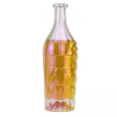 Color Electroplating Empty Glass Wine Bottle Vodka Gin Rum Alcohol Whiskey Bottle 700ml Coffee Glass Liquor Bottle W