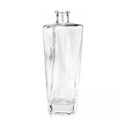 500ml Clear Glass Whiskey Wine Bottle Unique Square Bottle Customizable Liquor Glass Vodka Bottle