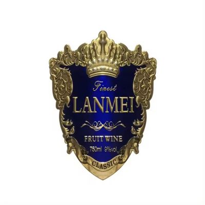 Wholesale Custom Luxury 3d Embossed Luxury Metal Wine Bottle Label Stickers With Adhesive