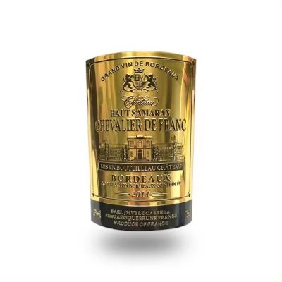 Hot Selling Custom Printing Waterproof Label Sticker Adhesive 3D Embossed Private Brand Wine Bottle Metal Label