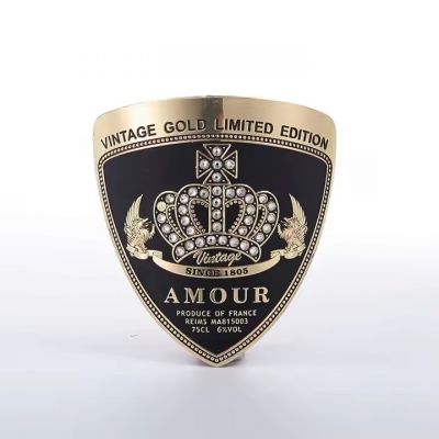 Custom Durable Senior Embossed Logo Self-Adhesive Gold Metal/Aluminum Wine Bottles Label