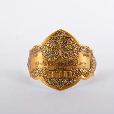 Customized 3d Logo Bottle Label Embossed Self-Adhesive Aluminum Wine Label Stickers For Bottle