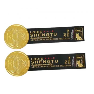 Custom Stickers Logo Decor Metal 3d Sticker Printing Wine Bottle Label Sign