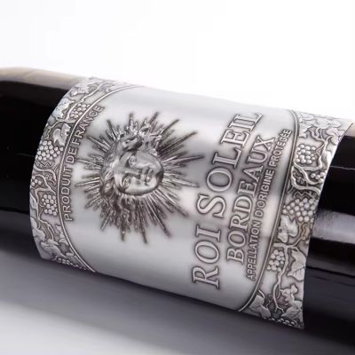 Custom Stamping Aluminum 3d Emblem Wine Bottle Metal Logo Sticker Metal Badge Label Metal
