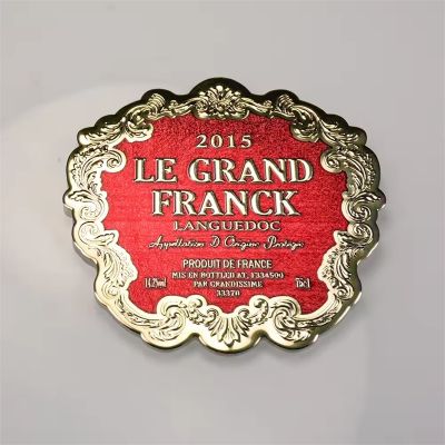 Custom Stamping Self Adhesive Wine Bottle Aluminum Metal Label Logo Sticker