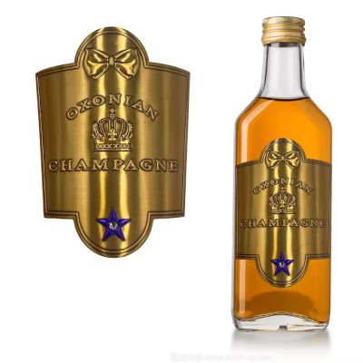Wine Spirits Whisky Bottles Professional Customized Private Label Soft Metal Wedding Wedding Embossing wine metal sticker
