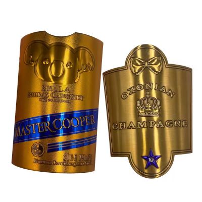 Custom Metal Labels Aluminum Nameplates Vintage Style Durable Perfume Box Wine Bottle Metal Stickers aluminum label