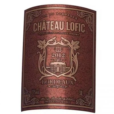 Custom Material metal logo stickers embossed glass bottle label