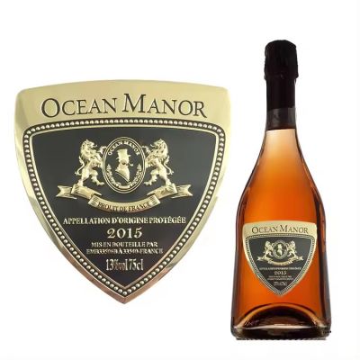customizable private whisky Bourbon bottle logo metal label luxury wine labels stick