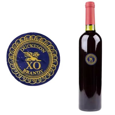 High quality custom round tin wine labels with waterproof personalized tin embossed wine labels