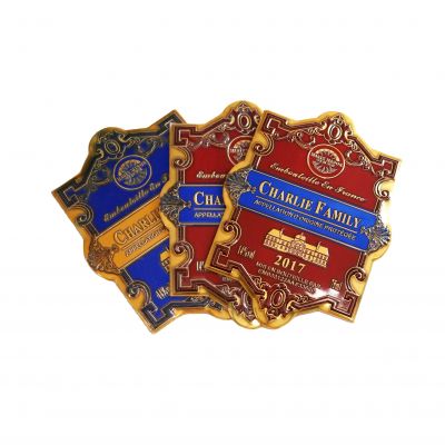 High Quality Custom Printing Self Adhesive Metal Sticker Red Wine Label