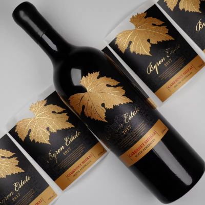 custom self adhesive food label hot foil embossed label roll wine label for bottle