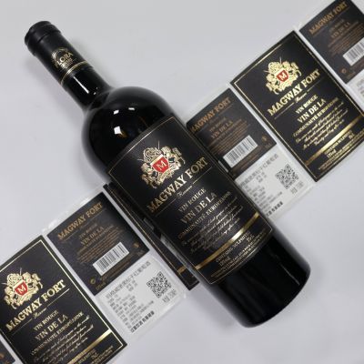 Luxury Glossy Wine Label Foil Stamping Personalized Red Wine Sticky Labels
