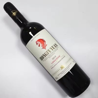 Custom logo frosted and bump craft red foil embossed wine sticker 750ml wine glass bottle design label