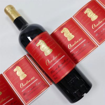 matt red label gold foil labels wine printing custom square stickers for bottles