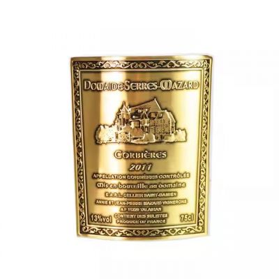 Widely used metal wine label,wine bottle metal label for bottle 75ML