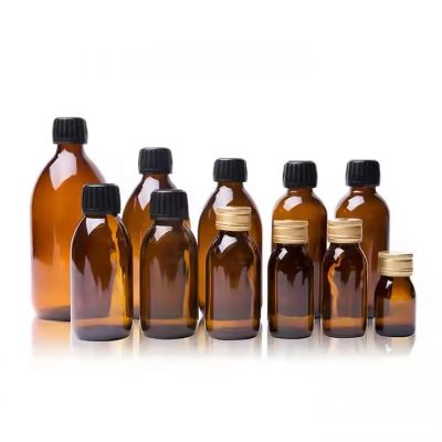 Cough Syrup 30ml 60ml 100ml 150ml 200ml 250ml Amber Round Glass Bottle With Plastic Cap