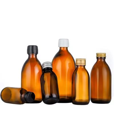 35ml 60ml 100ml 125ml 150ml 200ml Amber Glass Pharmaceutical Grade Bottles,Amber Syrup Glass Bottle With Plastic Cover
