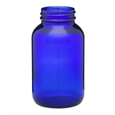 2 3 4 5 8.5 oz 10oz 13.5 oz 17 ounce Cobalt Blue Glass Packer Bottles with Black Phenolic Cap with Pulp & Vinyl Liner