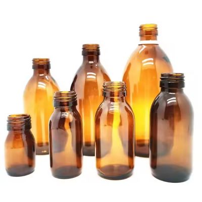 Cough Syrup 30ml 60ml 100ml 150ml 200ml 250ml Amber Round Glass Bottle With Plastic Cap