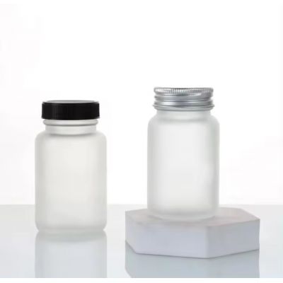 Wholesale 100ml 150ml Clear Frosted Pharmaceutical Glass Medicine Pill Supplement Capsule Bottle with Aluminum Seal Lid