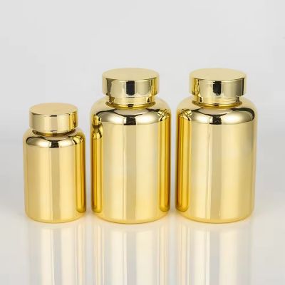 Factory 150cc 400cc Plastic Medicine Supplement Bottle Gold Capsule Pharmaceutical Plastic Bottle With Screw Cap