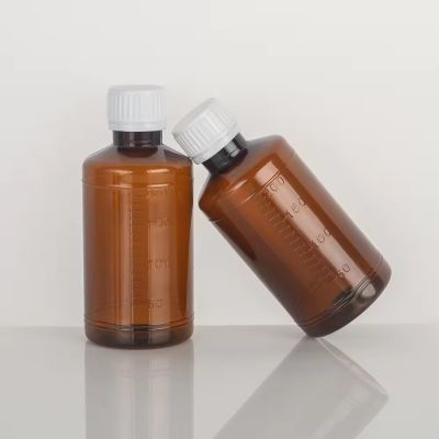 Wholesale Manufacturer 200ml Brown Cough Syrup Bottle Scale Bottle With White Screw Cap