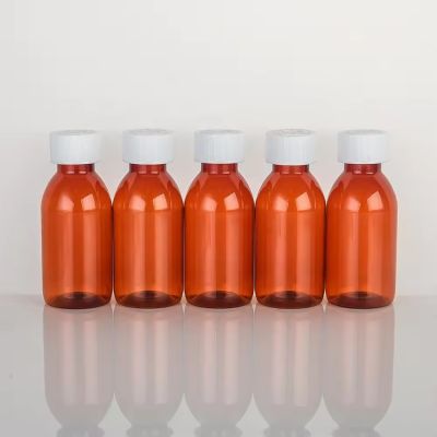 Food Grade 75cc 120cc 150cc Plastic Medical Bottle Cough Syrup Bottle Amber PET Supplement Bottle