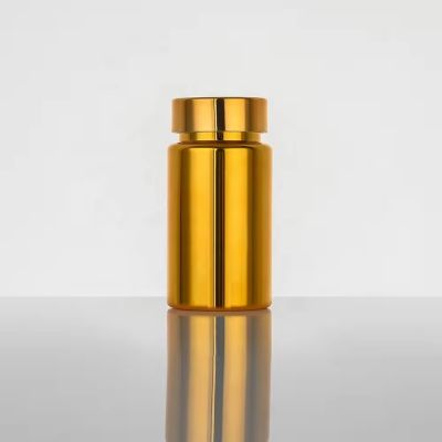 Hot Sale PET Electroplating Gold Pill Bottle 100cc 150cc 200cc Plastic Medical Bottle With Electroplating Cap