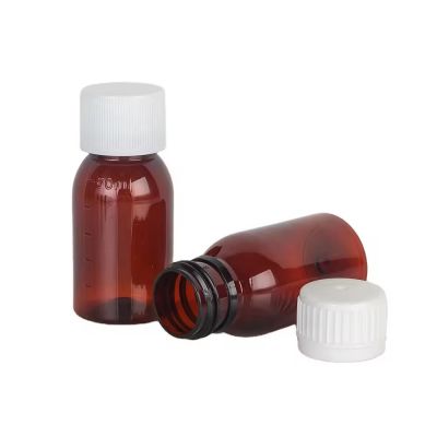 Wholesale PET Empty Plastic bottle Medicine amber Bottle 50ml pharmaceutical bottle with cover