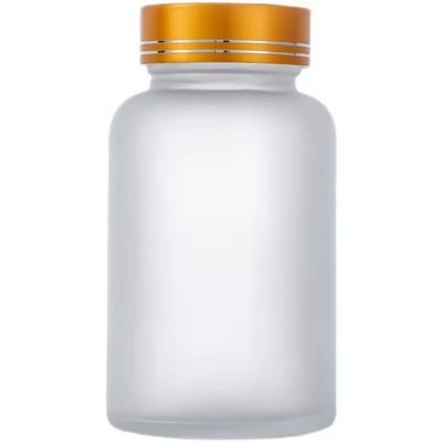 Wide Mouth 100CC Clear Frosted Pill Supplement Capsule Glass Bottle with Plastic Cap 100ml Glass Bottle for Health Product Use