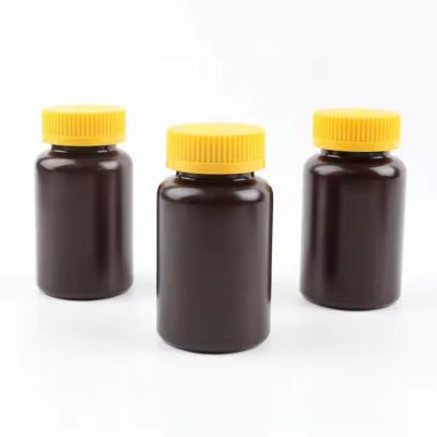 Wholesale 75cc 120cc 200cc 250cc Amber Food Grade Jar PET Supplement Bottle Plastic Vitamin Bottle With CR Cap