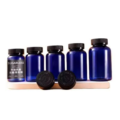 175ml 200ml 250ml 300ml blue Plastic bottle/Plastic jar and child-proof cap for medicine tablet pill capsule health food